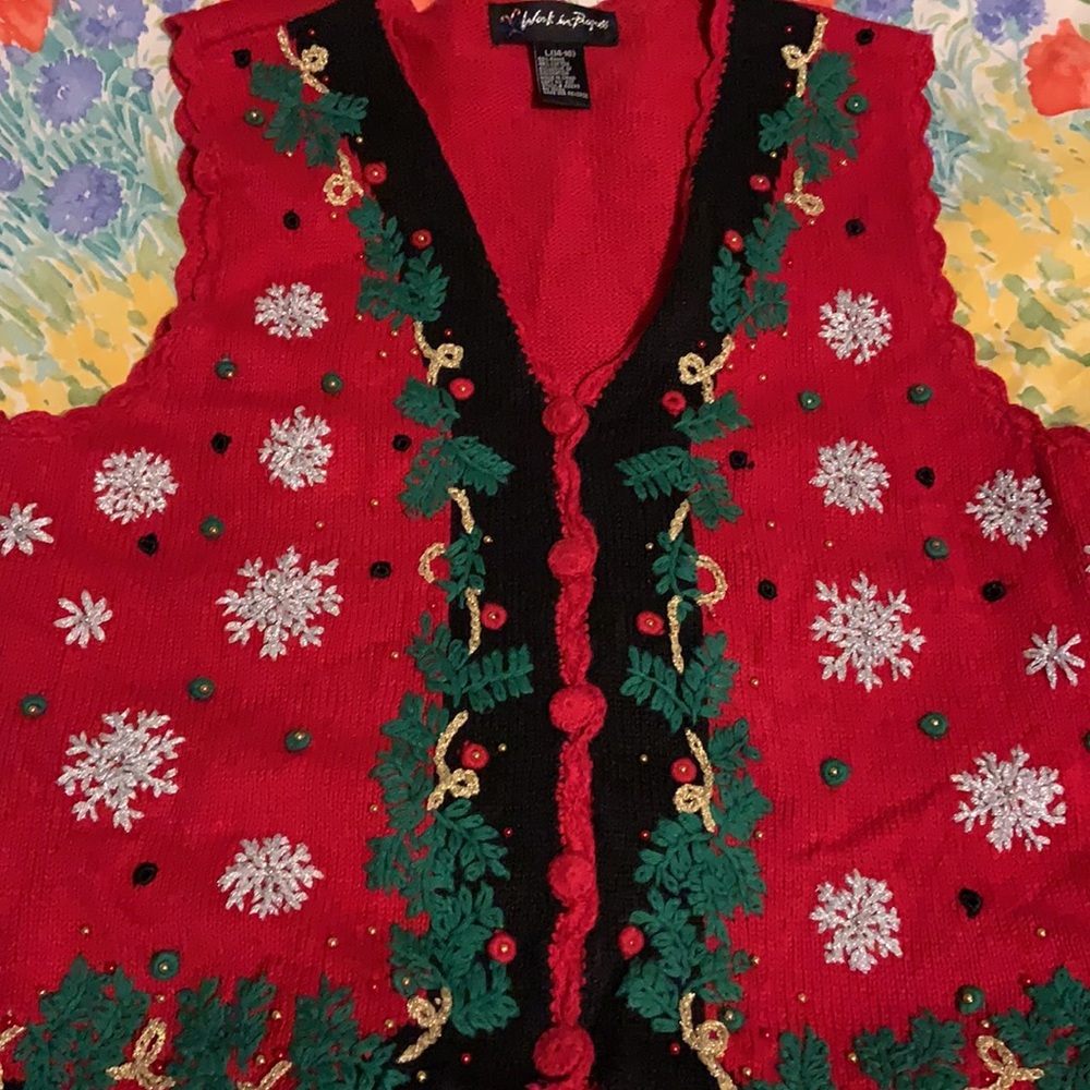 Work in Progress Christmas Sweater Vest AS IS